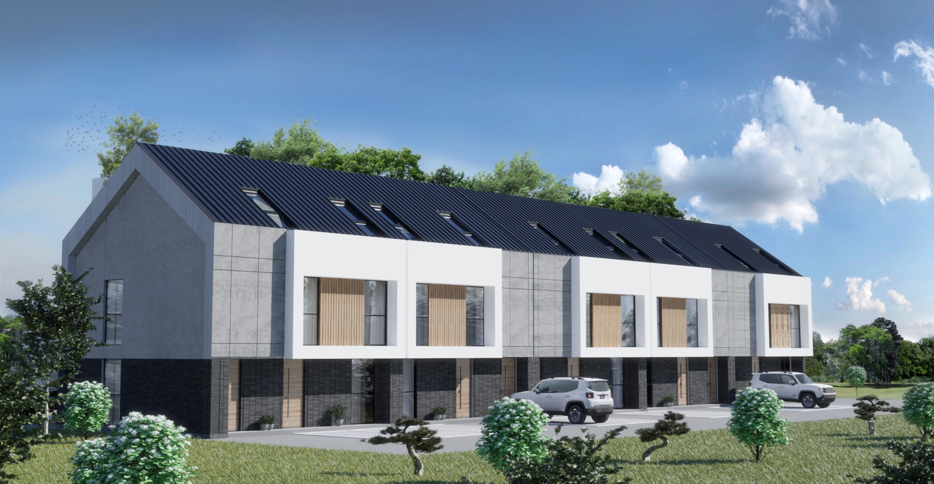 Budynki w zabudowie szeregowej, Tarnowiec 2021.