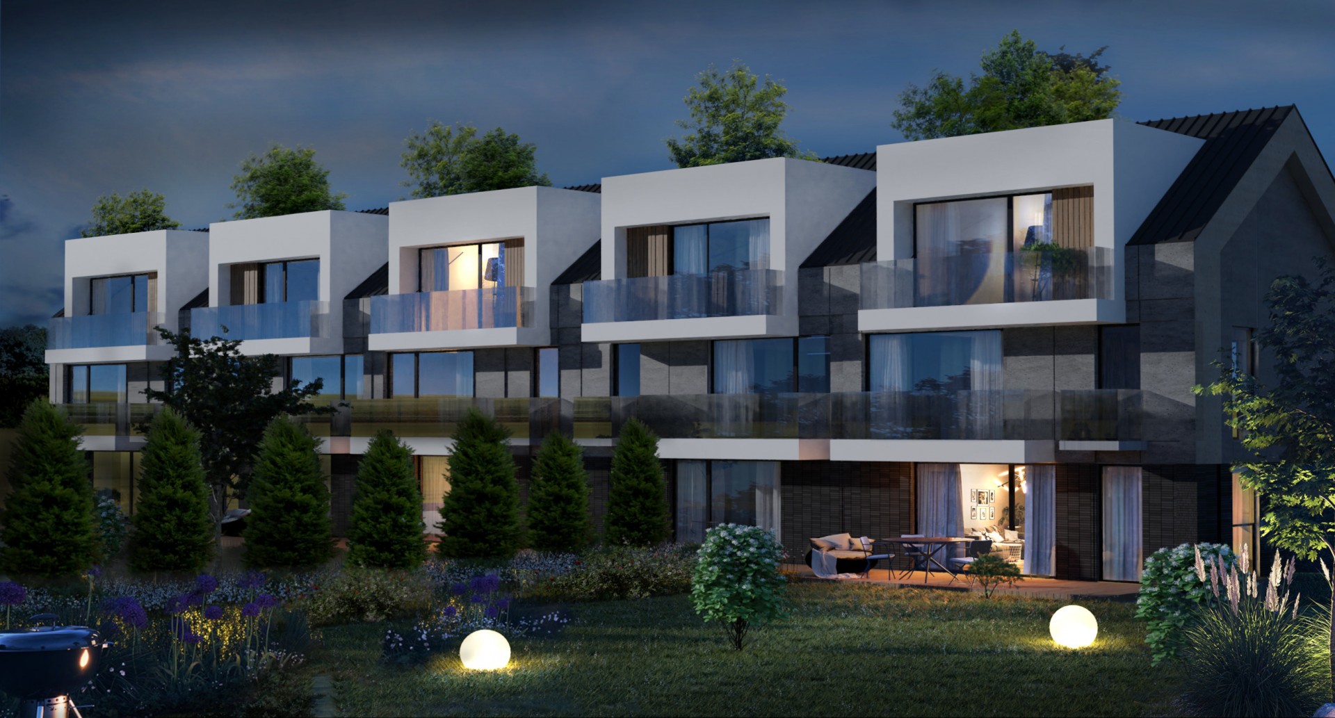 Budynki w zabudowie szeregowej, Tarnowiec 2021.