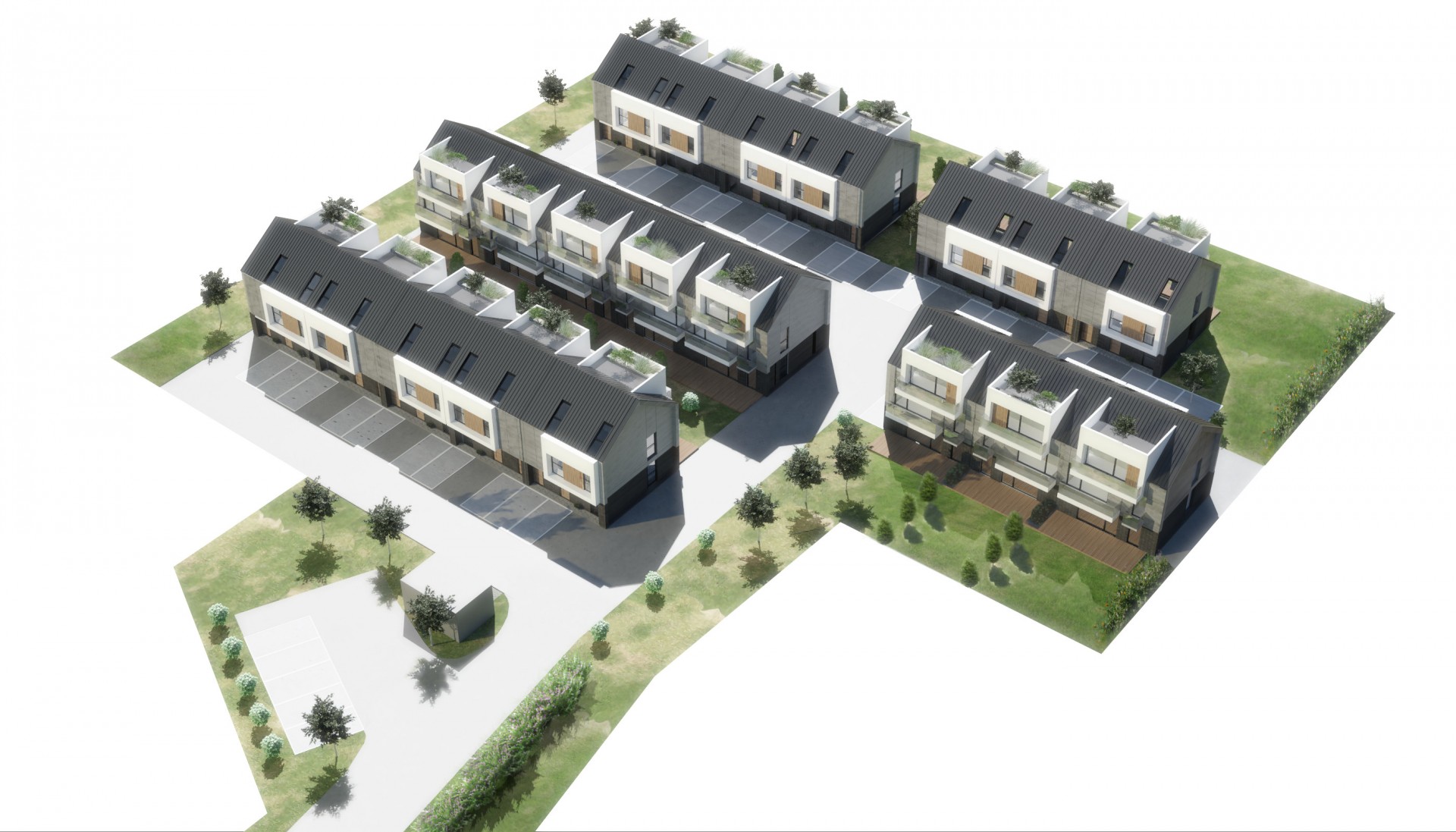 Budynki w zabudowie szeregowej, Tarnowiec 2021.