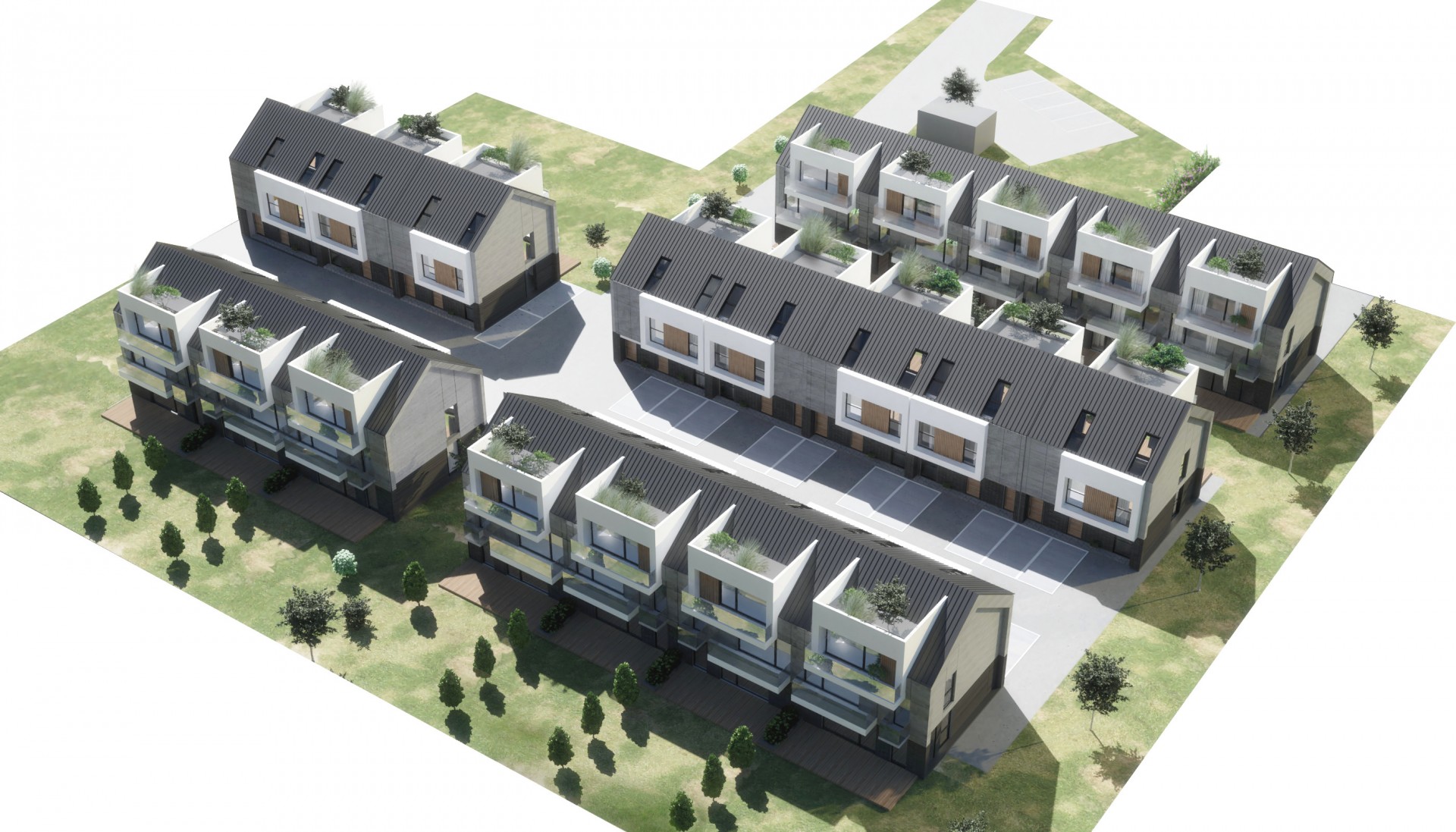 Budynki w zabudowie szeregowej, Tarnowiec 2021.