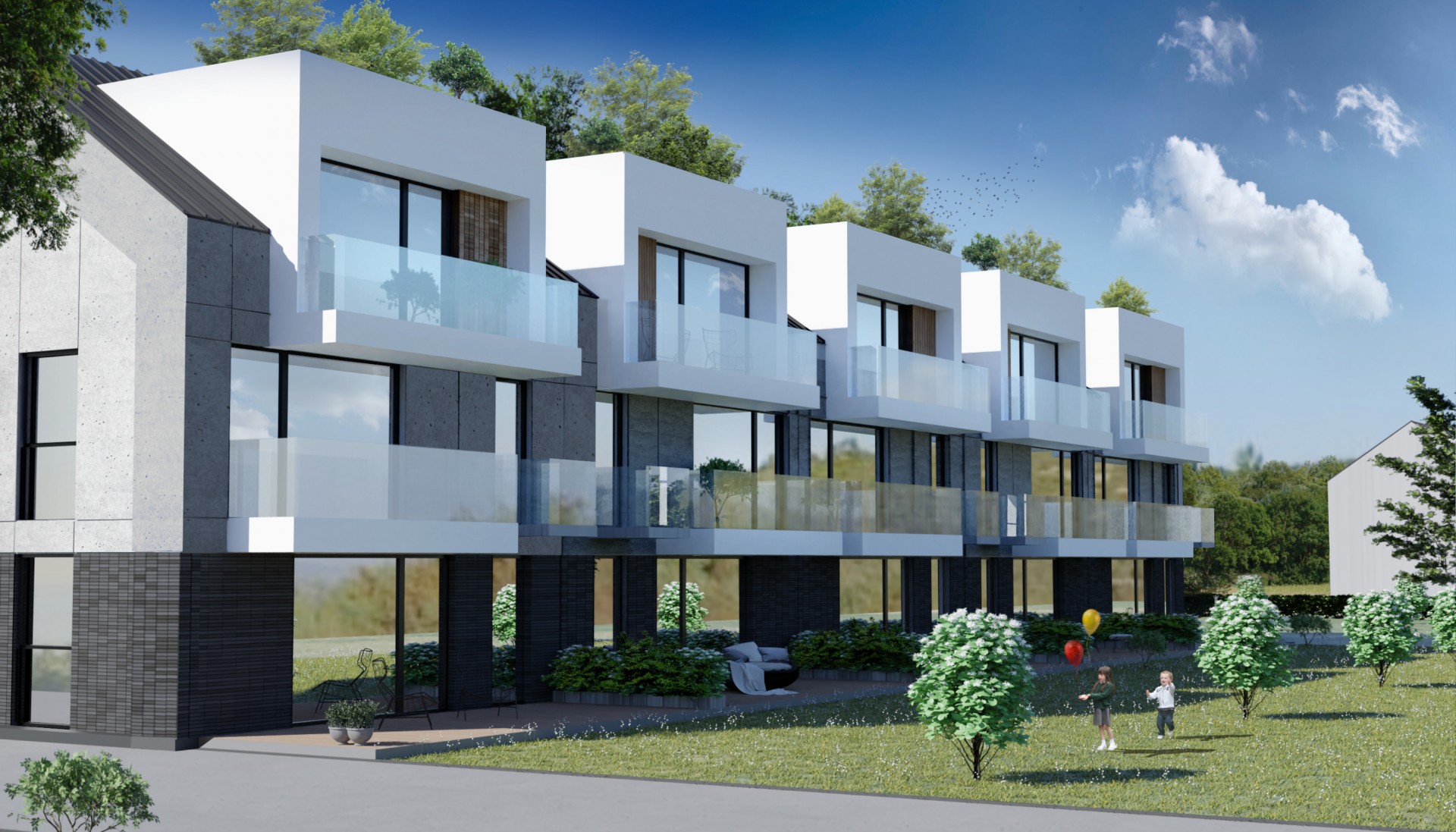 Budynki w zabudowie szeregowej, Tarnowiec 2021.