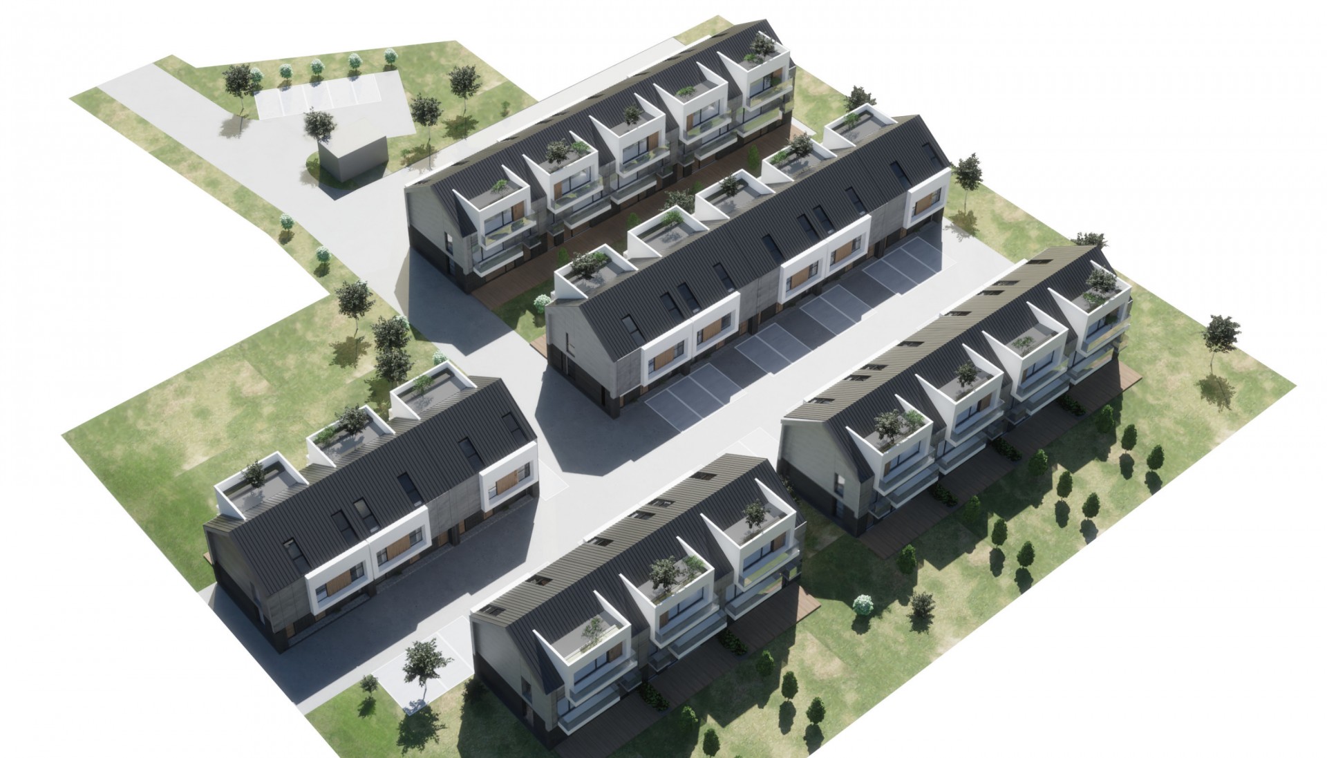 Budynki w zabudowie szeregowej, Tarnowiec 2021.